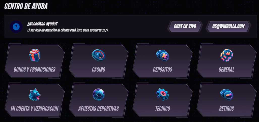 Winrolla Casino atención al cliente y centro de ayuda