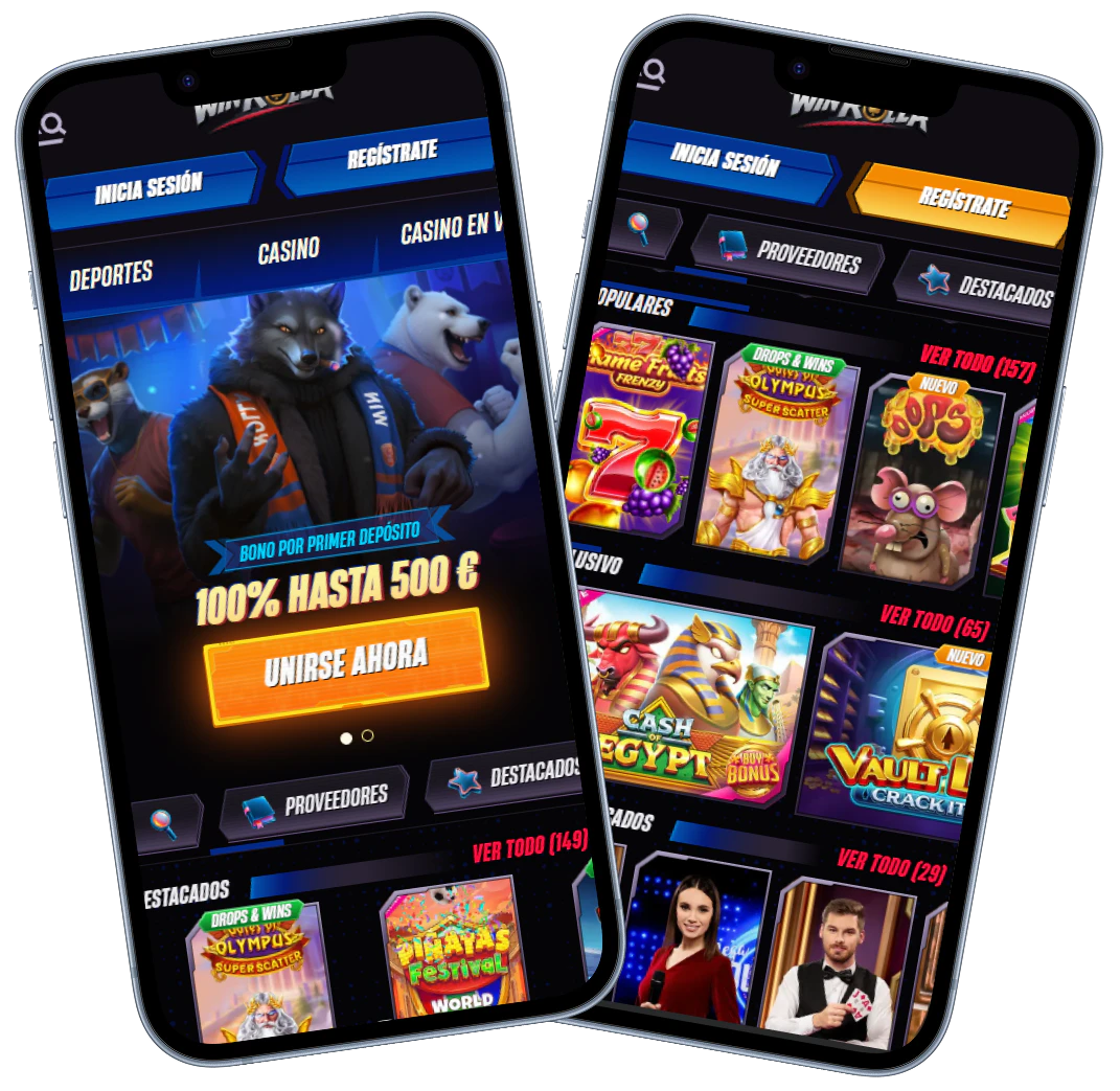 Winrolla Casino versión móvil con bono de primer depósito y juegos